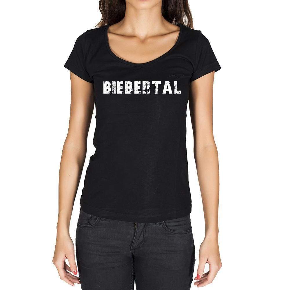 Biebertal German Cities Black Womens Short Sleeve Round Neck T-Shirt 00002 - Casual