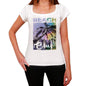 Binz Beach Name Palm White Womens Short Sleeve Round Neck T-Shirt 00287 - White / Xs - Casual