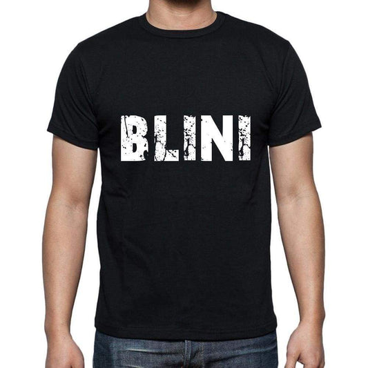 Blini Mens Short Sleeve Round Neck T-Shirt 5 Letters Black Word 00006 - Casual