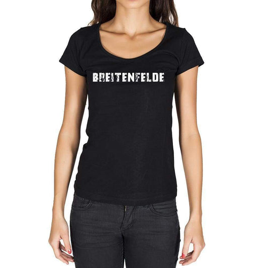 Breitenfelde German Cities Black Womens Short Sleeve Round Neck T-Shirt 00002 - Casual