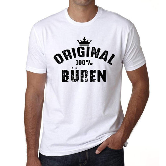 Büren 100% German City White Mens Short Sleeve Round Neck T-Shirt 00001 - Casual