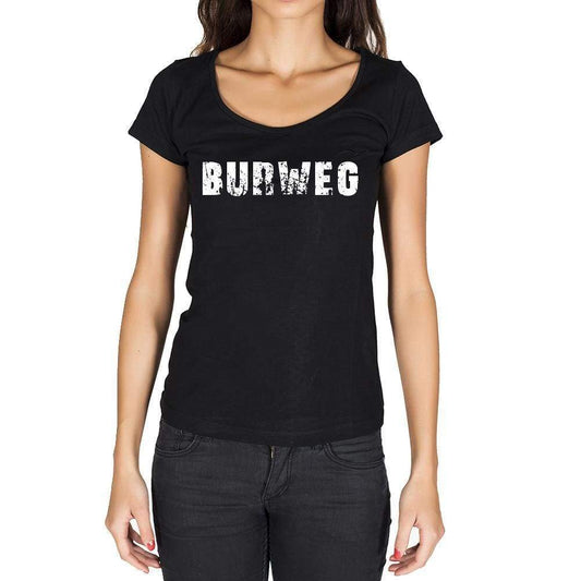 Burweg German Cities Black Womens Short Sleeve Round Neck T-Shirt 00002 - Casual