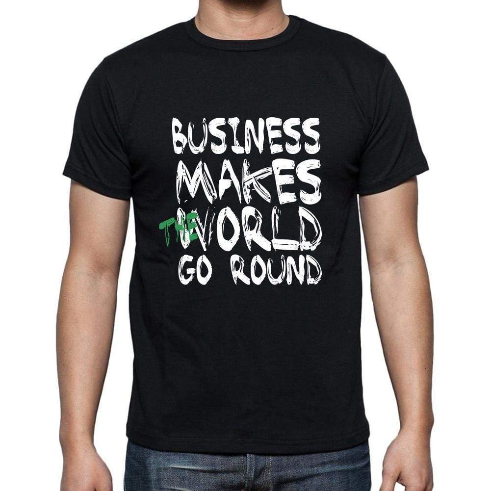 Business World Goes Round Mens Short Sleeve Round Neck T-Shirt 00082 - Black / S - Casual