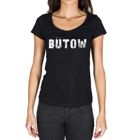Bütow German Cities Black Womens Short Sleeve Round Neck T-Shirt 00002 - Casual