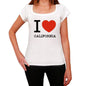 California I Love Citys White Womens Short Sleeve Round Neck T-Shirt 00012 - White / Xs - Casual