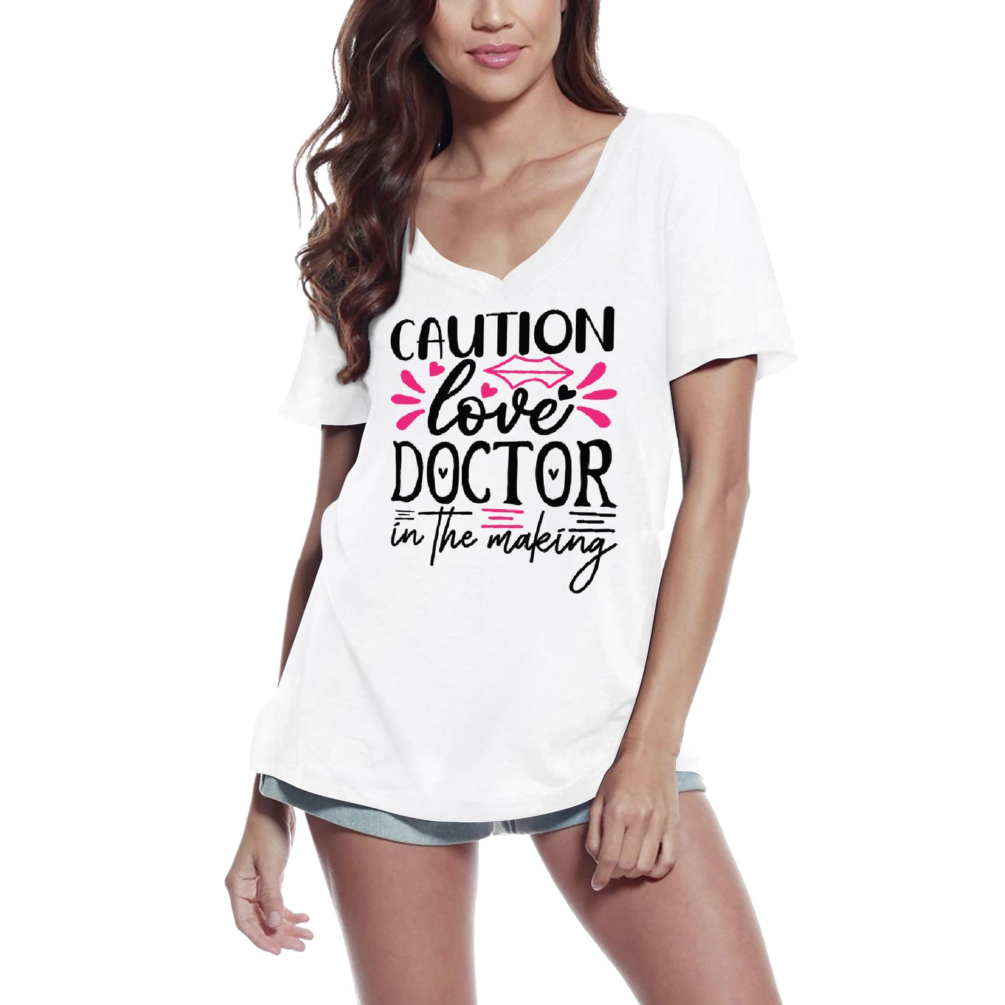 ULTRABASIC Damen T-Shirt Caution Love Doctor in the Making T-Shirt Tops