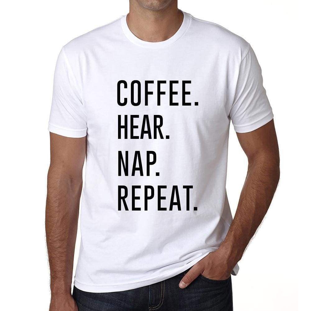 Coffee Hear Nap Repeat Mens Short Sleeve Round Neck T-Shirt 00058 - White / S - Casual