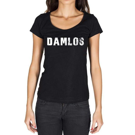 Damlos German Cities Black Womens Short Sleeve Round Neck T-Shirt 00002 - Casual