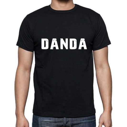 Danda Mens Short Sleeve Round Neck T-Shirt 5 Letters Black Word 00006 - Casual