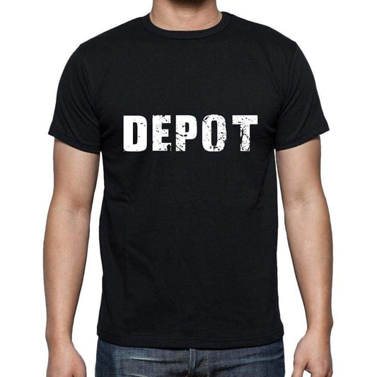 Depot Mens Short Sleeve Round Neck T-Shirt 5 Letters Black Word 00006 - Casual