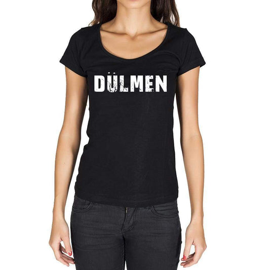 Dülmen German Cities Black Womens Short Sleeve Round Neck T-Shirt 00002 - Casual