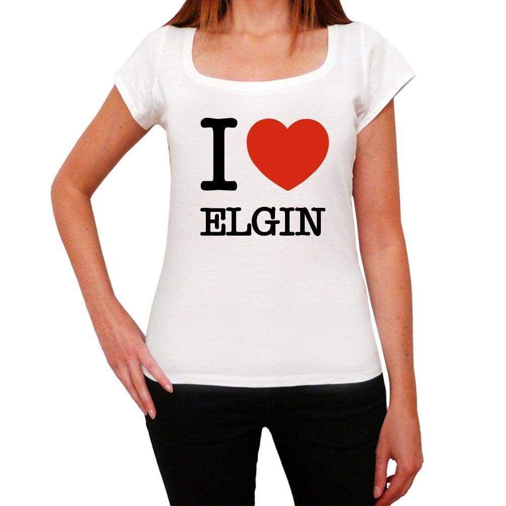 Elgin I Love Citys White Womens Short Sleeve Round Neck T-Shirt 00012 - White / Xs - Casual