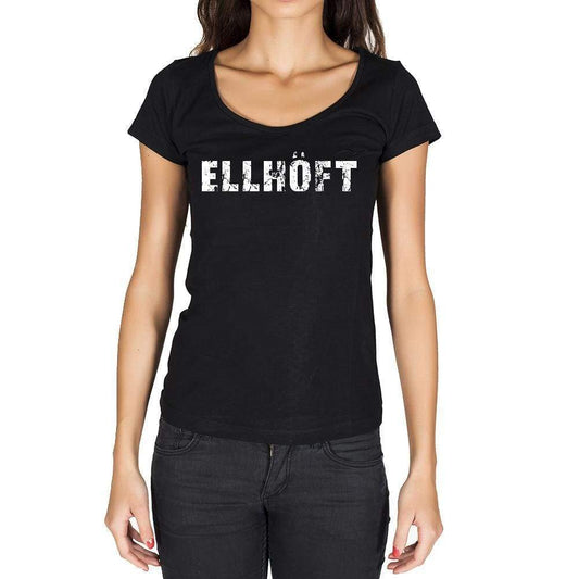Ellhöft German Cities Black Womens Short Sleeve Round Neck T-Shirt 00002 - Casual