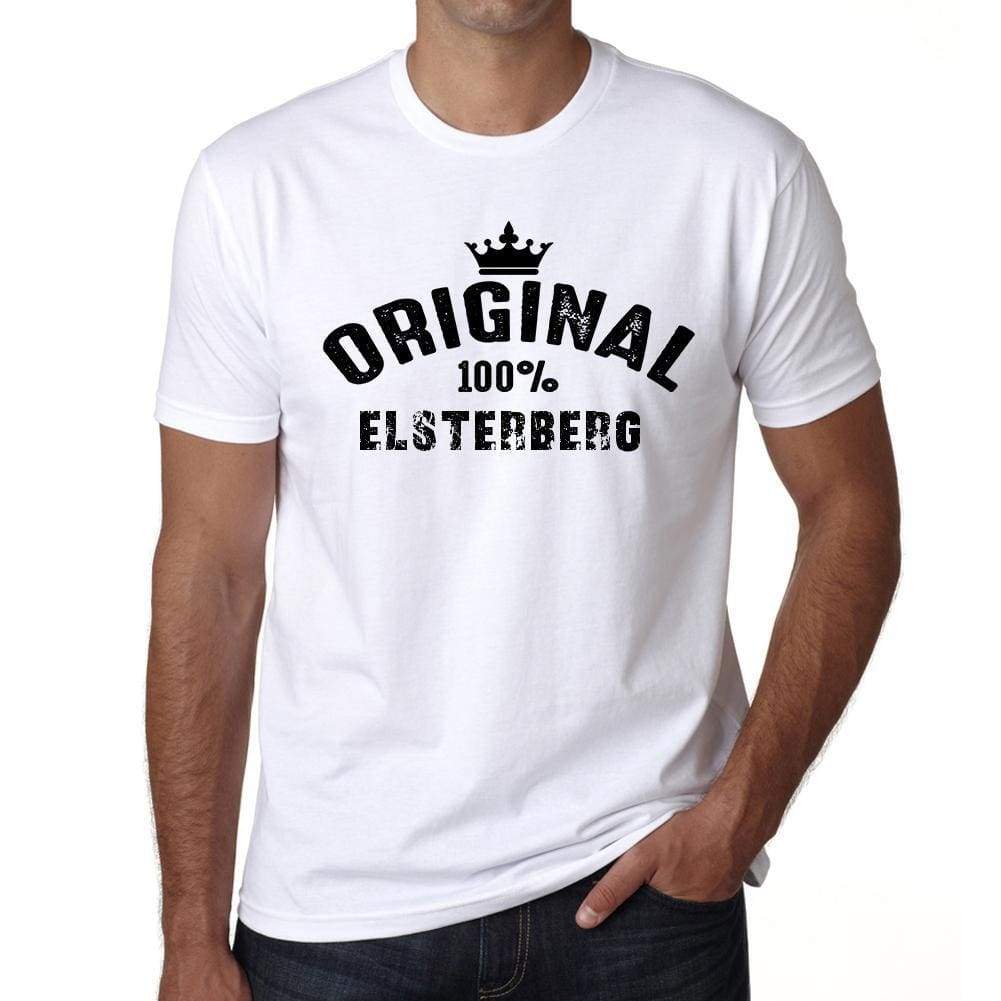 Elsterberg 100% German City White Mens Short Sleeve Round Neck T-Shirt 00001 - Casual