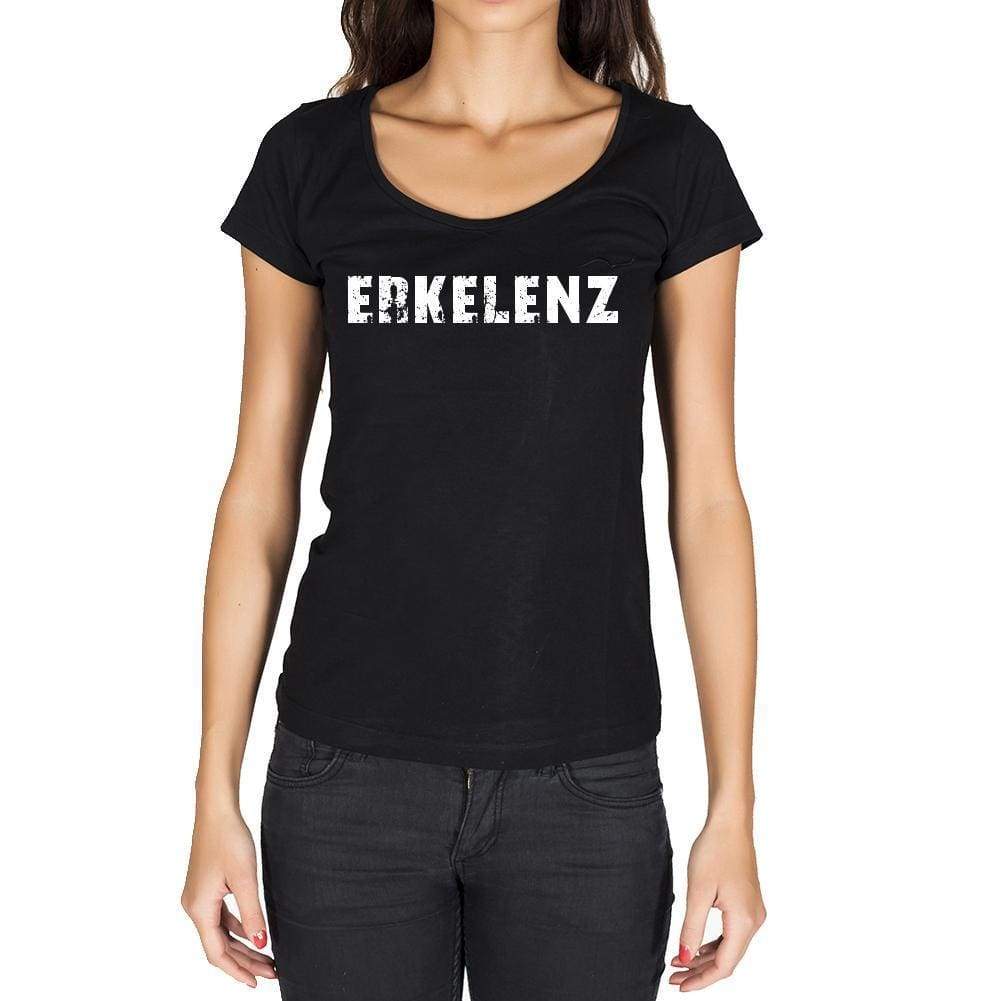 Erkelenz German Cities Black Womens Short Sleeve Round Neck T-Shirt 00002 - Casual