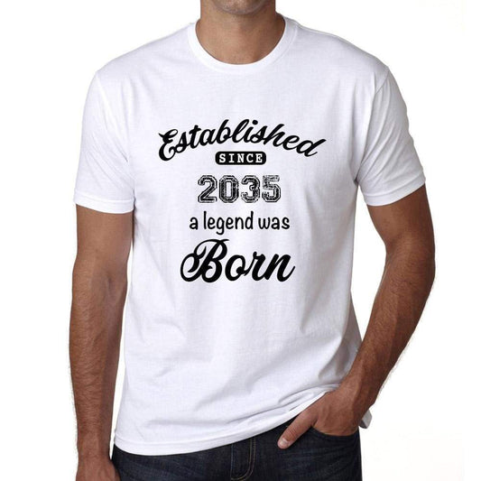 Established Since 2035 Mens Short Sleeve Round Neck T-Shirt 00095 - White / S - Casual