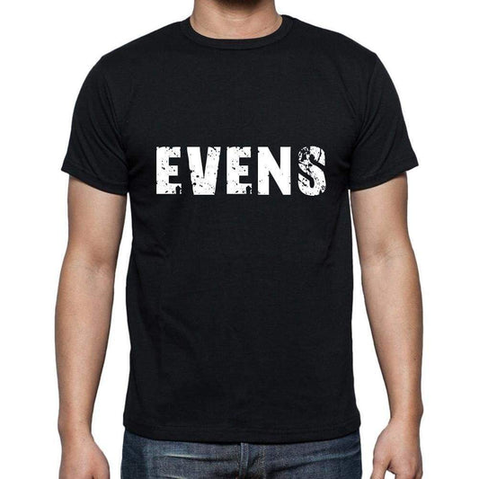 Evens Mens Short Sleeve Round Neck T-Shirt 5 Letters Black Word 00006 - Casual