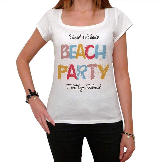Filitheyo Island Beach Party White Womens Short Sleeve Round Neck T-Shirt 00276 - White / Xs - Casual