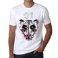 Geomtric Tiger Number 01 White Mens Short Sleeve Round Neck T-Shirt 00282 - White / S - Casual