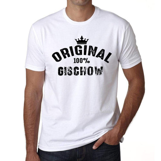Gischow 100% German City White Mens Short Sleeve Round Neck T-Shirt 00001 - Casual