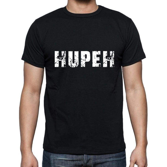 Hupeh Mens Short Sleeve Round Neck T-Shirt 5 Letters Black Word 00006 - Casual