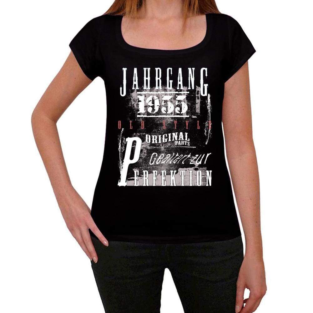 Jahrgang Birthday 1955 Black Womens Short Sleeve Round Neck T-Shirt Gift T-Shirt 00353 - Black / Xs - Casual