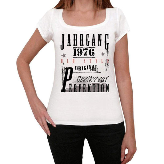 Jahrgang Birthday 1976 White Womens Short Sleeve Round Neck T-Shirt Gift T-Shirt 00351 - White / Xs - Casual
