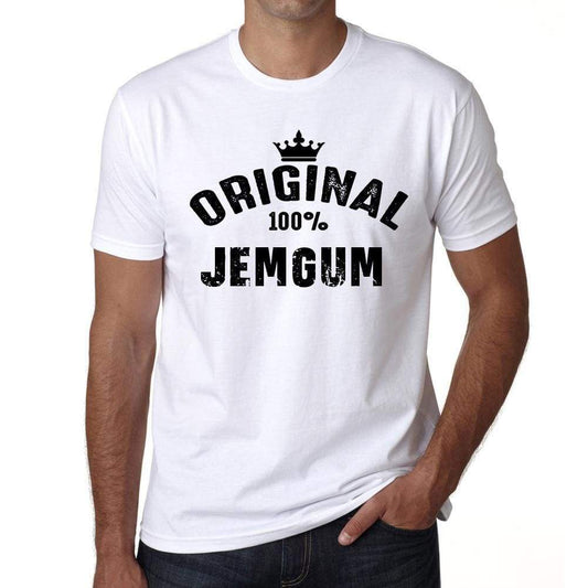 Jemgum 100% German City White Mens Short Sleeve Round Neck T-Shirt 00001 - Casual