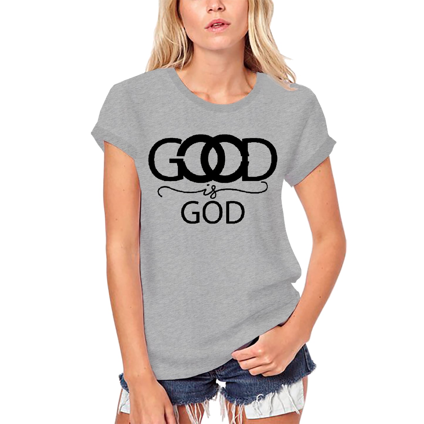 ULTRABASIC Bio-T-Shirt für Frauen „Gut ist Gott – Bibel, christliches religiöses Shirt“.