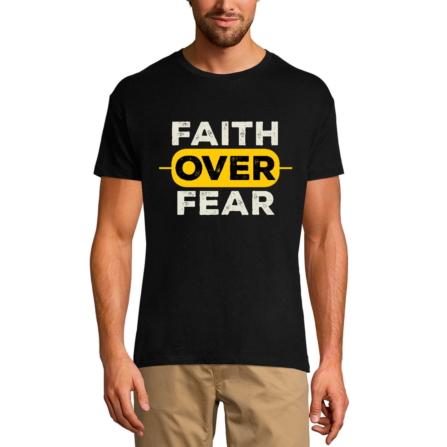 ULTRABASIC Herren-T-Shirt Glaube über Angst – Bibel-religiöses Shirt