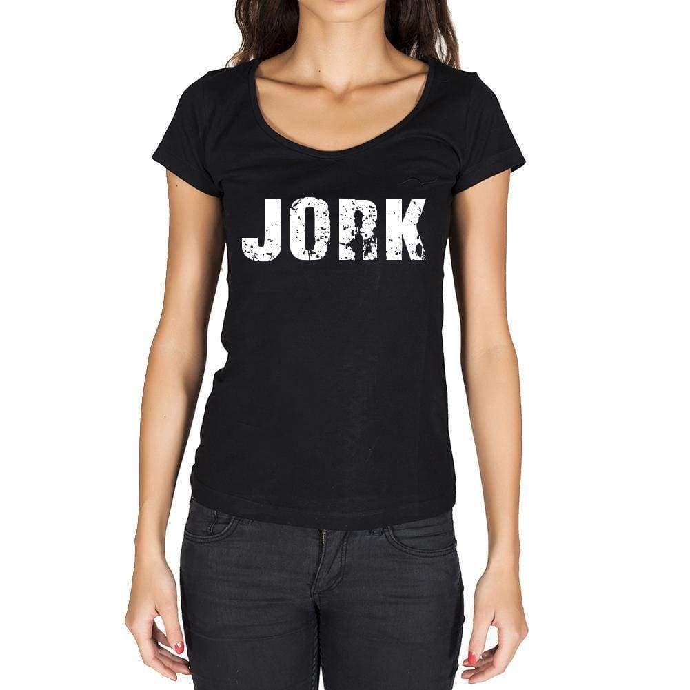 Jork German Cities Black Womens Short Sleeve Round Neck T-Shirt 00002 - Casual