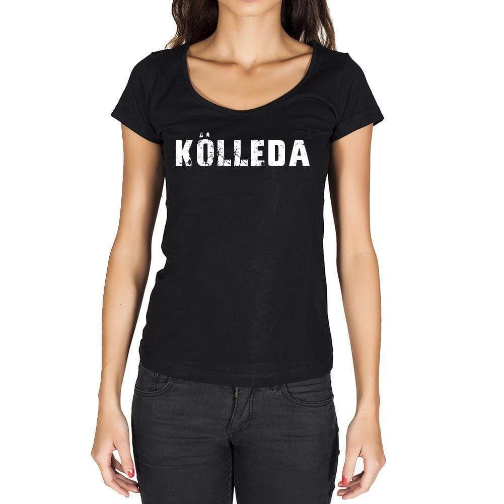 Kölleda German Cities Black Womens Short Sleeve Round Neck T-Shirt 00002 - Casual