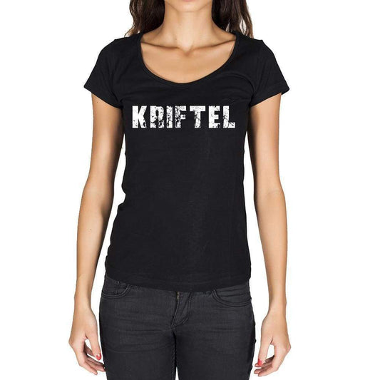 Kriftel German Cities Black Womens Short Sleeve Round Neck T-Shirt 00002 - Casual