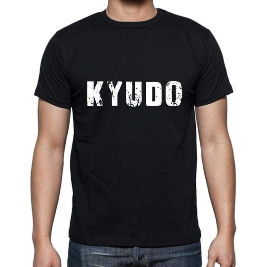 Kyudo Mens Short Sleeve Round Neck T-Shirt 5 Letters Black Word 00006 - Casual