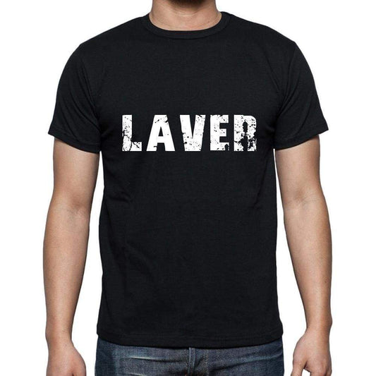 Laver Mens Short Sleeve Round Neck T-Shirt 5 Letters Black Word 00006 - Casual