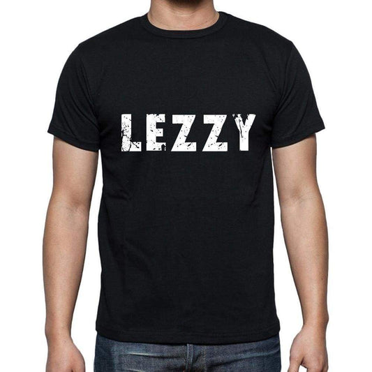 Lezzy Mens Short Sleeve Round Neck T-Shirt 5 Letters Black Word 00006 - Casual
