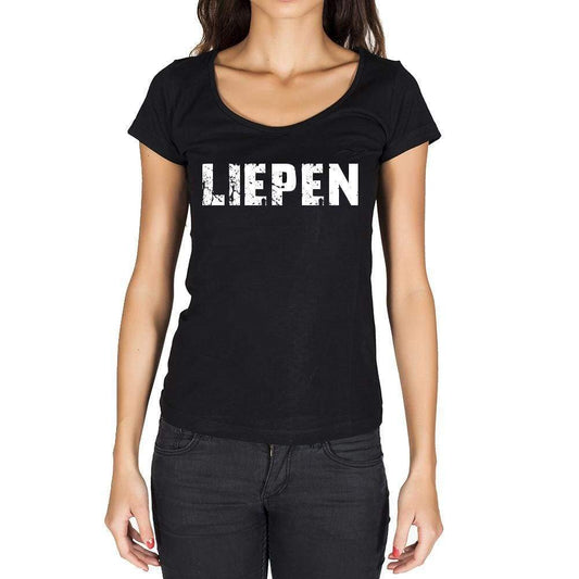 Liepen German Cities Black Womens Short Sleeve Round Neck T-Shirt 00002 - Casual