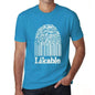 Likable Fingerprint Blue Mens Short Sleeve Round Neck T-Shirt Gift T-Shirt 00311 - Blue / S - Casual