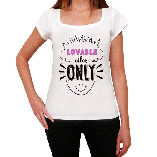 Lovable Vibes Only White Womens Short Sleeve Round Neck T-Shirt Gift T-Shirt 00298 - White / Xs - Casual