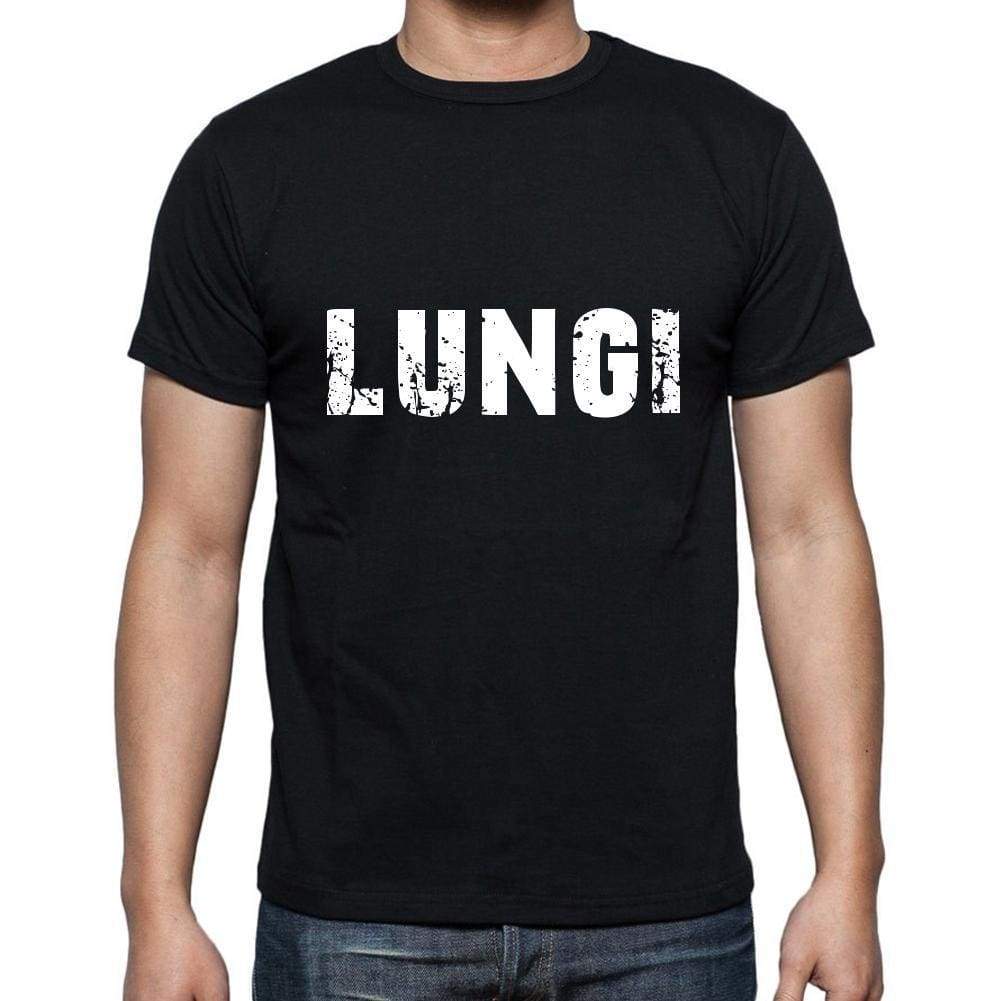 Lungi Mens Short Sleeve Round Neck T-Shirt 5 Letters Black Word 00006 - Casual