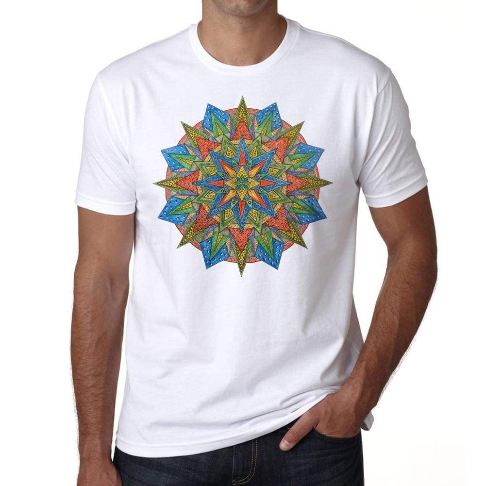 Mandala 8 H Mens White Tee 100% Cotton 00175