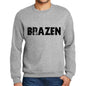 Mens Printed Graphic Sweatshirt Popular Words Brazen Grey Marl - Grey Marl / Small / Cotton - Sweatshirts