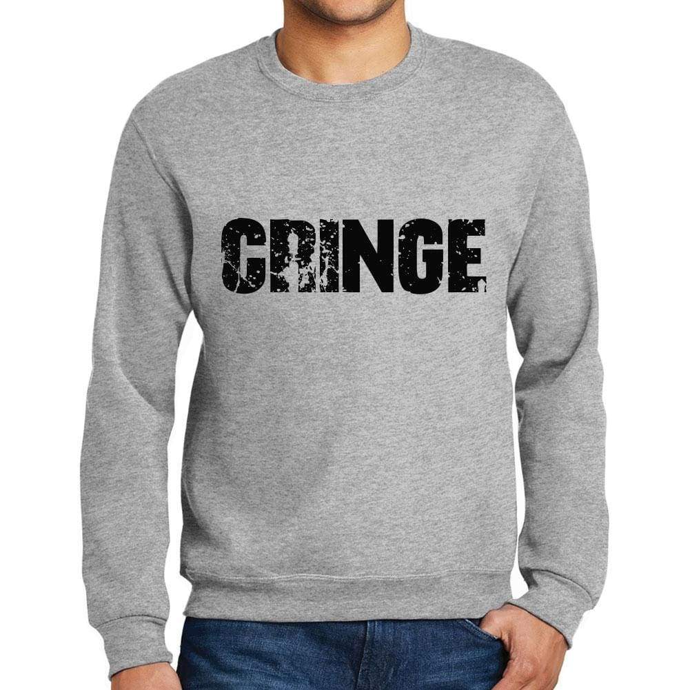 Mens Printed Graphic Sweatshirt Popular Words Cringe Grey Marl - Grey Marl / Small / Cotton - Sweatshirts