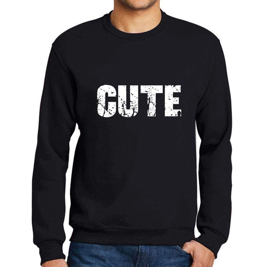 Mens Printed Graphic Sweatshirt Popular Words Cute Deep Black - Deep Black / Small / Cotton - Sweatshirts