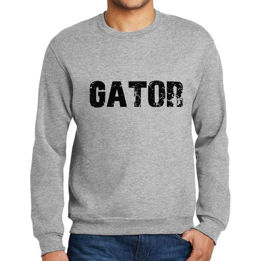 Mens Printed Graphic Sweatshirt Popular Words Gator Grey Marl - Grey Marl / Small / Cotton - Sweatshirts