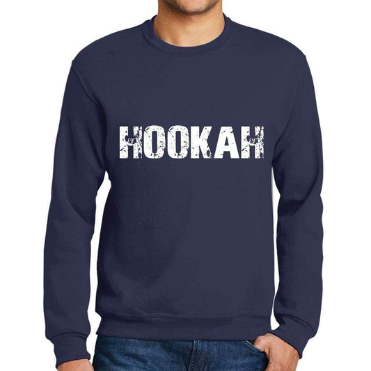 Mens Printed Graphic Sweatshirt Popular Words Hookah French Navy - French Navy / Small / Cotton - Sweatshirts