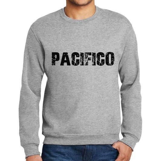 Mens Printed Graphic Sweatshirt Popular Words Pacifico Grey Marl - Grey Marl / Small / Cotton - Sweatshirts
