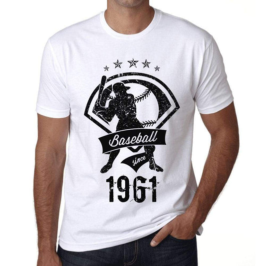 Mens Vintage Tee Shirt Graphic T Shirt Baseball Since 1961 White - White / Xs / Cotton - T-Shirt