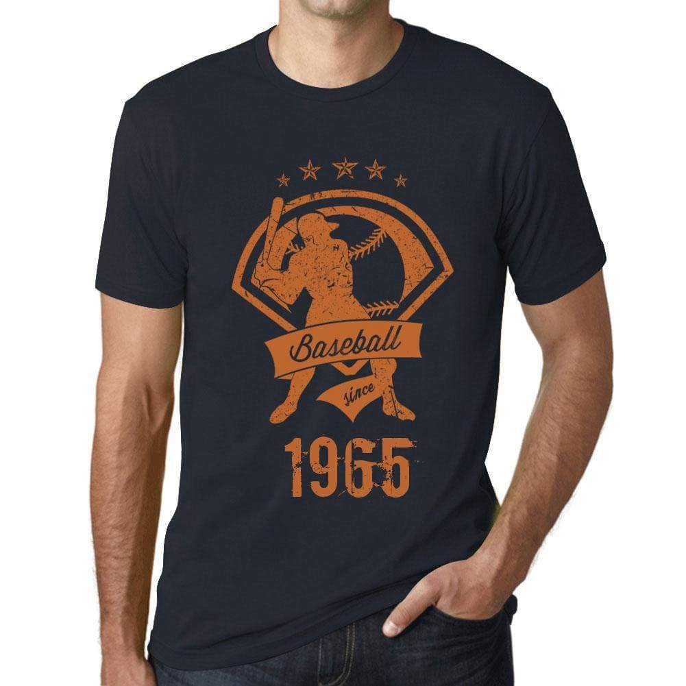 Mens Vintage Tee Shirt Graphic T Shirt Baseball Since 1965 Navy - Navy / Xs / Cotton - T-Shirt