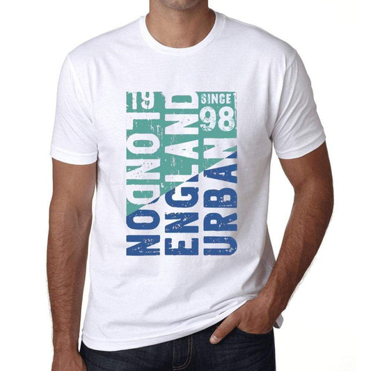 Mens Vintage Tee Shirt Graphic T Shirt London Since 98 White - White / Xs / Cotton - T-Shirt